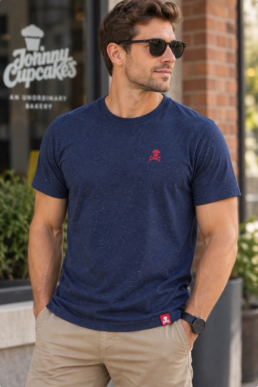 Johnny Cupcakes Mens Large Blue Logo T Shirt Cotton Blend